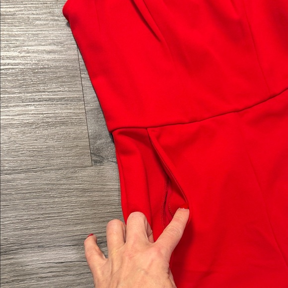 Express Vibrant Red Strapless Jumpsuit - Picture 4 of 4